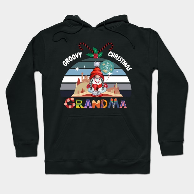 Funny Grandma Groovy Christmas Hoodie by Darunyaa
